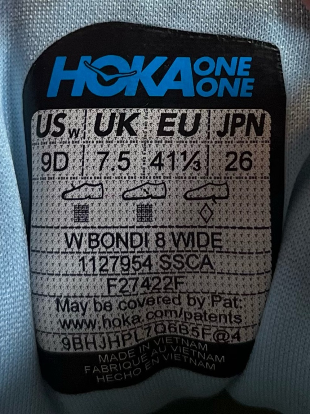 Hoka One One Bondi 8 Womens Size 9 Wide Running Shoes Sneakers Blue Yellow - Picture 13 of 14